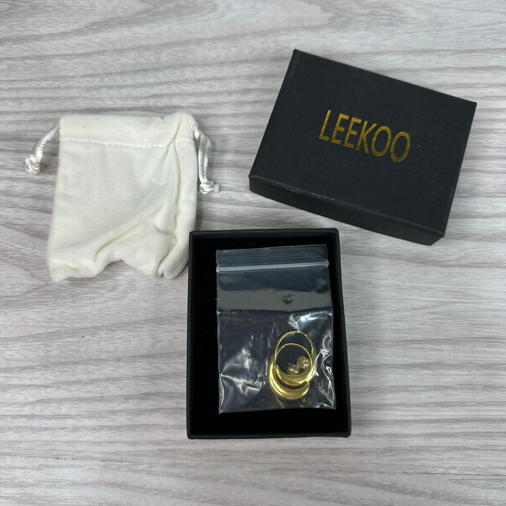 Leekoo Gold-Tone Crescent Chunky Open Hoop Custom Earrings Gift Box